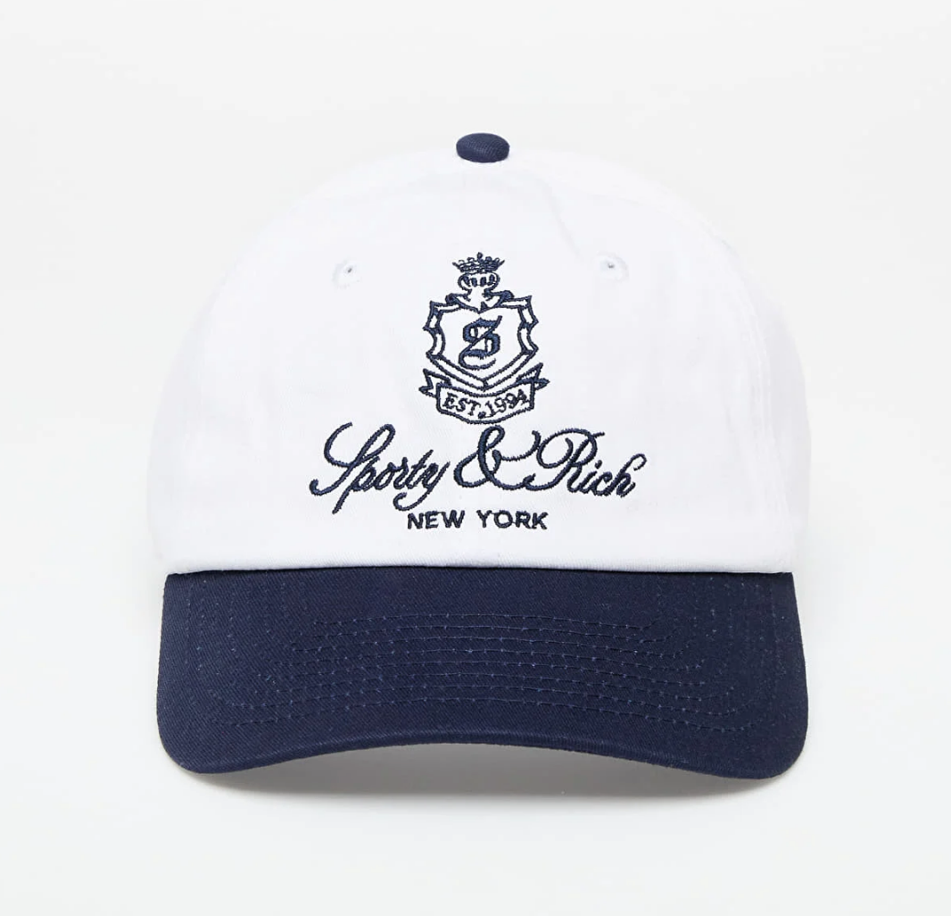 Vendome hat in white/navy, P4300, SPORTY & RICH, sportyandrich.com